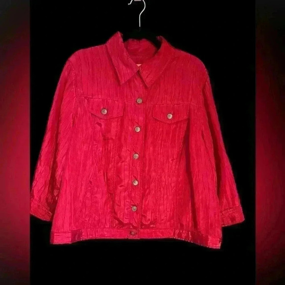 Ruby Road textured jacket, size 18W in red. - Picture 1 of 5